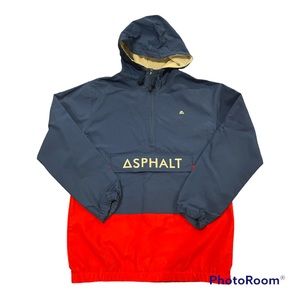 Asphalt Yacht Club 1/4 Zip Pullover Hooded Rain Windbreaker Jacket